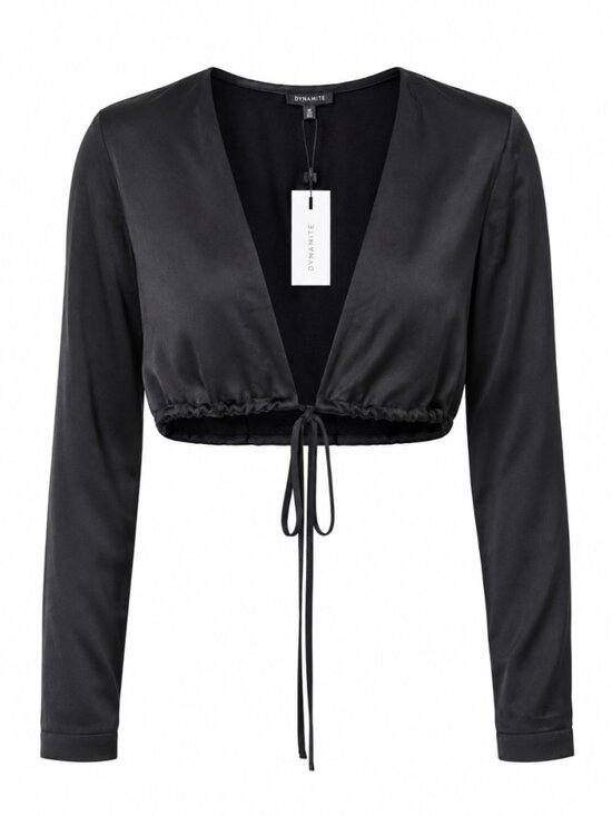 Dynamite Tops - NWT Dynamite Satin Black Wraparound Tie Blouse Size M